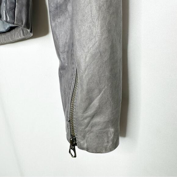 MADEWELL The Washed Leather Motorcycle Jacket Sunfaded Indigo NWT in XXS - Picture 7 of 8